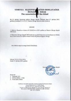 Na fotografiji se nalazi odluka o ukidanju članarine.